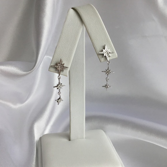 Sale $18 Firm! Sterling Silver rhodium plated Star Earrings - Picture 9 of 14